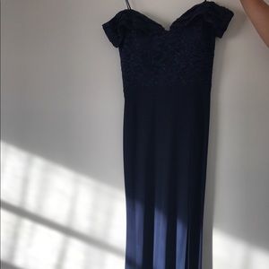 beautiful long navy blue dress